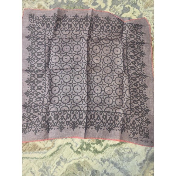 Tammis Keefe Accessories - Vintage 1950s Tammis Keefe Signed Handkerchief Hanky Gray Coral MCM Geometric 14